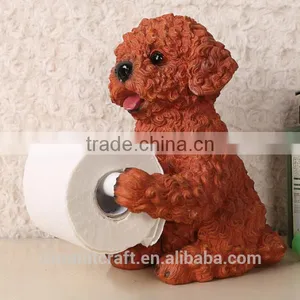 Artificial Cute Poodle Resin Animal Standing Toilet Paper Holder thumbnail-2