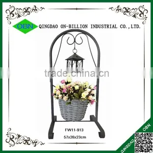 Handmade Wicker Flower Pot With Iron Stand thumbnail-1