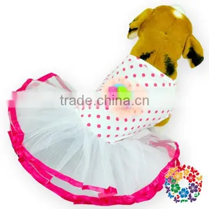 Good Quality 2015 New Design Cute Cherry Chiffon Dog Dresses Princess Hot Pink Dot Print Sweet Heart Tutu Dress For Pet Dog thumbnail-2