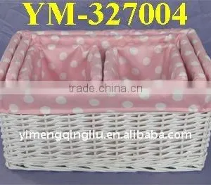 Cheap Wicker Storage Basket With Pink Liners thumbnail-1