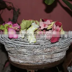 12" Spring White Rattan Flower Pot for Garden thumbnail-3