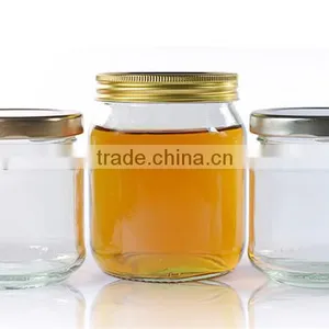 Glass Honey Jars/Clear Glass Jar & White Gingham Twist Off Lid thumbnail-1