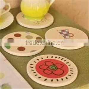 2017 Carved Round Colorful Wooden Cup Coasters Set Made in China thumbnail-1