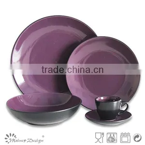 Bicolor Pink 16pcs Dinnerware Set Fashion Round Solid Color thumbnail-6