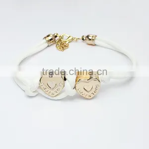 Double Hearts Wax Cord Braided Bracelet Handmade Friendship Bracelet thumbnail-6