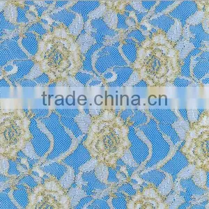 Special Designed Stretch Gold Silk Nylon Lace Fabric thumbnail-1