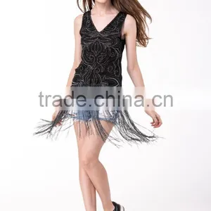 New Design Clothing Manufacturers Sequin Beaded Tassels Top For Women thumbnail-2