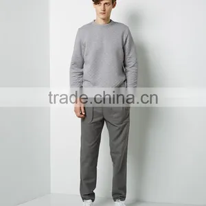 Solid Color Gray 100% Cotton Quilted Sweatshirts thumbnail-1
