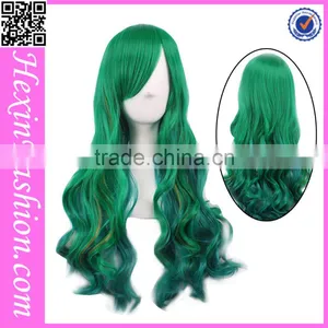 New Arrival 68 CM Loose Wave Green Silk Wig Cap thumbnail-1