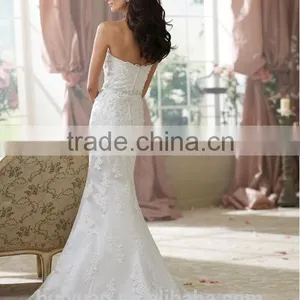 Sexy White Lace Satin Sleeveless Mermaid Bridesmaid Garment thumbnail-2