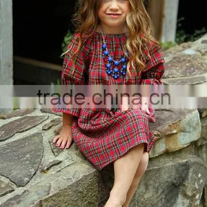 Hot Selling Children Clothes Frock Design Plaid 100% Cotton Fancy Kids Summer Dress thumbnail-3