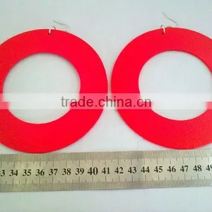 Hot Sale Neon Hollow Out Wood Earrings, New Trendy Glitter Wood Hoop Earring, Fashion Color Wood Jewelry thumbnail-1