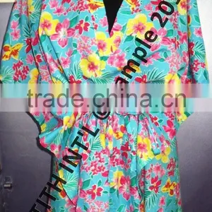 Viscose Printed V Neck Gown thumbnail-2