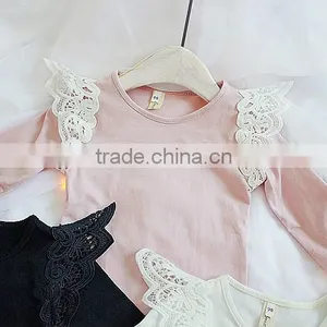1-6 Years 2017 Wholesale Autumn Cotton Full Sleeves Patchwork Lace Kids Girls Blouses (pick Size Color) thumbnail-4