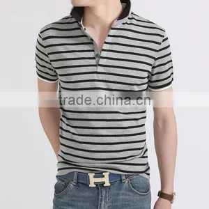 Custom Hot Selling Lowest Price Plain Casual Black and White Stripe Mem's T-shirt Wholesale for Sale thumbnail-1
