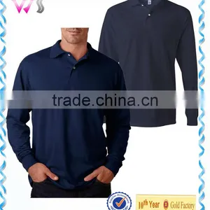 Preshrunk Cotton Mens Custom Long Sleeve Jersey Polo Shirts thumbnail-1