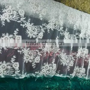 2016 Latest Bridal Lace Beaded Embroidery Lace Wedding Lace African Lace Fabric B3204 thumbnail-1