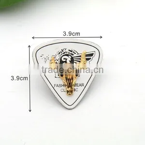 White PU Leather Sew on Patches With Gold Metal Plates Fashion Clothing Label for Jeans/jacket PLB-013 thumbnail-1