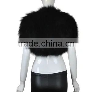 YR124 Tongxiang Fur Factory Fox Hand Knitted Fur Vest/Wholesale Fur Shrug With Elastic thumbnail-5