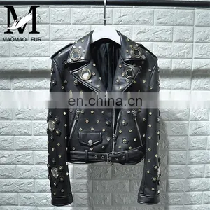 Soft Genuine Lambskin Leather Short Jacket Italian Leather Jacket Women thumbnail-4