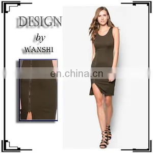 Zipper Bodycon Dress High Quality Fashion Clothing Casual Dresses for Women thumbnail-1