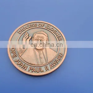 Pope John Paul Souvenir Coin, Antique Gold Plated Metal Coin for Celebrity thumbnail-1