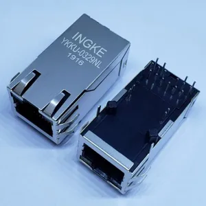 Ingke YKKU-0329NL 100% Cross 0826-1X1T-GH-F Through Hole 1 Port RJ45 Magnetic Modular Jacks 1000 Base-T PoE+ thumbnail-1