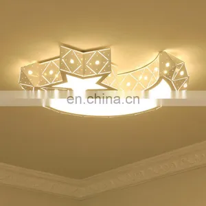 Creative LED Living Room Ceiling Light Modern Simple Stars Moon Hollow Lamps for Children Bedroom thumbnail-1
