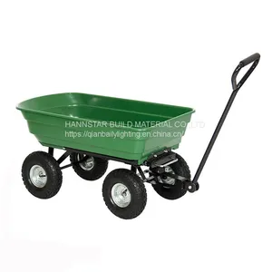 Green Dump Cart Wagon Trailer With Four Wheels thumbnail-1
