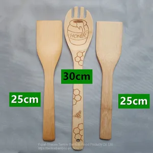 Bamboo Utensil Set With Color Handle Bambu Spoon Color Spatula Cooking Tools thumbnail-2