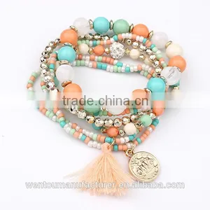 Handmade Jewelry Cuff Bracelet Multi Strand Glass Seed Beads Cuff Bracelet thumbnail-2