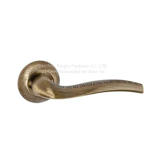 Internal External Aluminum Door Handle for European Wooden Door Mortise Lock Hardware thumbnail-1