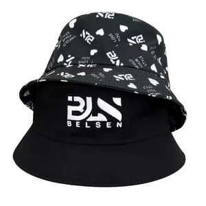 Unisex Summer Double Sided Bucket Hat Custom Logo Fisherman Sun Hats All-Over Printing Reversible Bucket Caps thumbnail-1