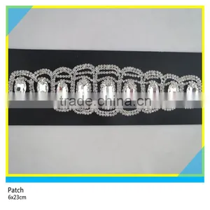 Clear Crystal Rhinestone Trim Applique Sew on Rhinestone Jewelry Patch 6x23cm thumbnail-1