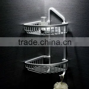 Aluminum Bathroom Rack Corner Shelf Corner Basket With Hooks thumbnail-1