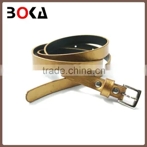 Factory Sale Gold Slim pu Belt for Women Golden Oil Print Leather Belt for Garment Decoration thumbnail-1