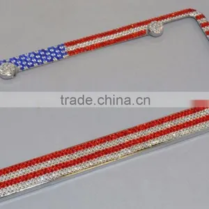 2015 USA Flag Bling Rhinestone License Plate Frame Car Decoration thumbnail-2
