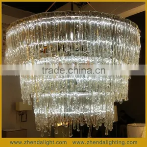 Ingenious Translucent Clear Round Handmade Blown Glass Ice Flow Shape Pendent Chandelier thumbnail-1