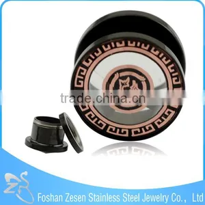 NEW! Black Steel Picture Set Tunnel Ear Plug Piercing thumbnail-5