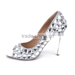 Shoes Women Sexy Fashion Peep Toe Shoes Dropshipping Sandals Wholesale Clear Crystal Wedding Shoes thumbnail-2