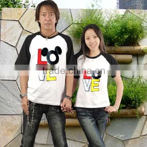 China OEM Cotton Cheap Promotional Couple T-shirts thumbnail-1