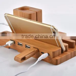 2016 New Arrival Luxury Bamboo Material Stand Holder for Apple Watch Iphone Ipad thumbnail-3