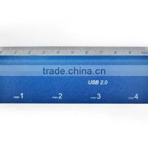 Blue Promotional Gift Slim 4 Port Usb 2.0 Hub With Ruler Function thumbnail-6
