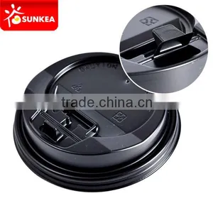 High Quality 8oz Black Plastic Lids With Button for Coffee Cups thumbnail-1