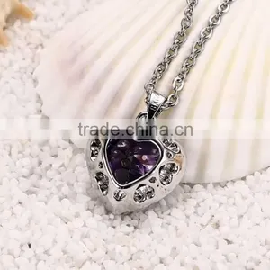 Beautiful Heart Purple Zircon Amethyst Crystal Necklace thumbnail-6