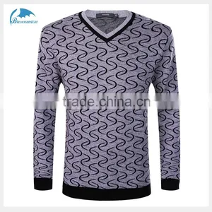 2016 New Design v -neck Patterned Fashion Man Sweater Geometrical Design Trendy thumbnail-1