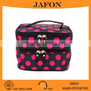 Black And White Dot Pattern Two Layers Makeup Case Bag thumbnail-2