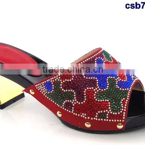 CSB7148 Orange -red New Coming Italian Design High Quality Hot Selling Lady Sandals With Stone on Factory Costy thumbnail-2