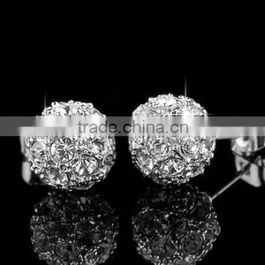Austrian Crystal Silver Ball Earrings Stud thumbnail-2