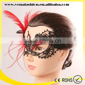 Gothic Model Feather Black Lace Mask, Lace Eye Mask thumbnail-3